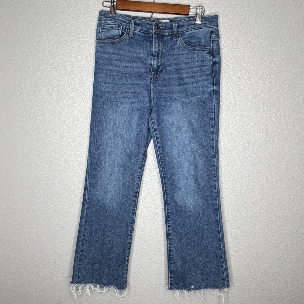 Kensie Savannah High Rise Bootcut Ankle Jeans 8 Blue Raw Hem‎ Y2K Softcore Chic